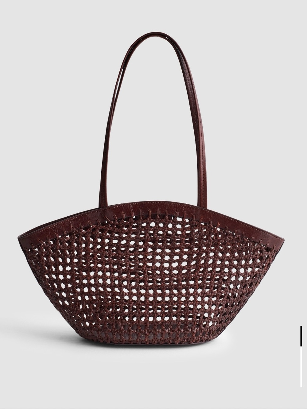 NEW Madewell Cherry Wood Caning Tote Woven Leather Tote Bag in Dark Brown